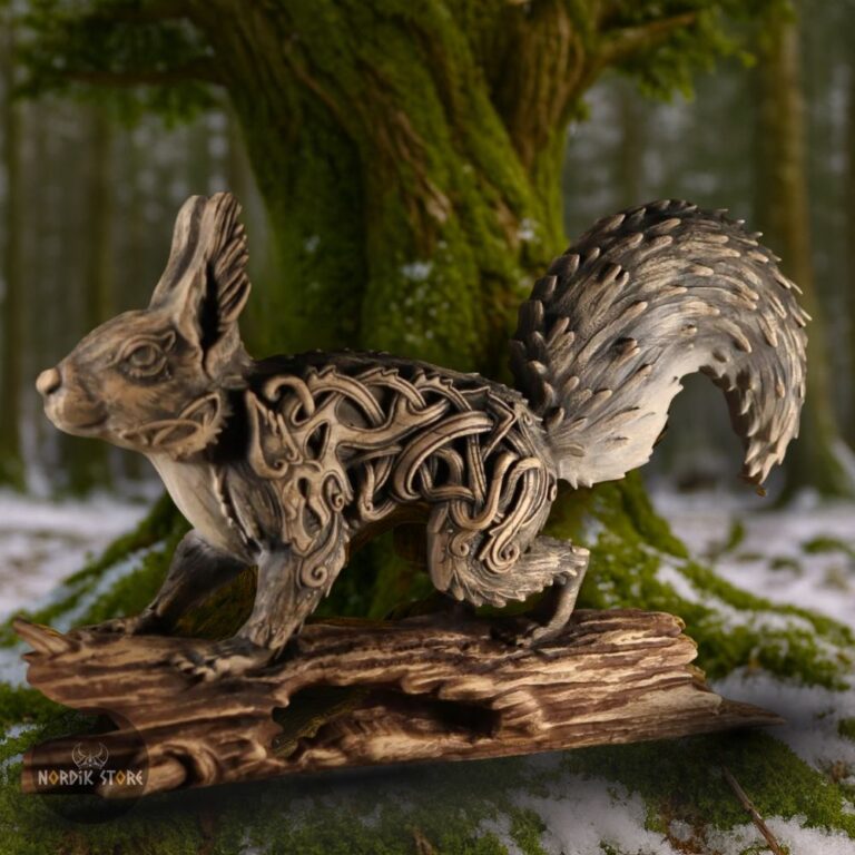 statue viking Écureuil Ratatoskr d'Yggdrasil, cadeau