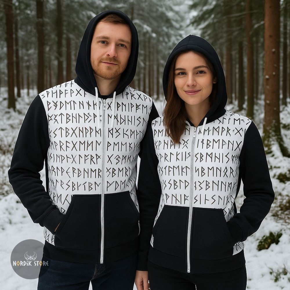 Sweat à capuches zippé Spirit Runes, cadeau couple