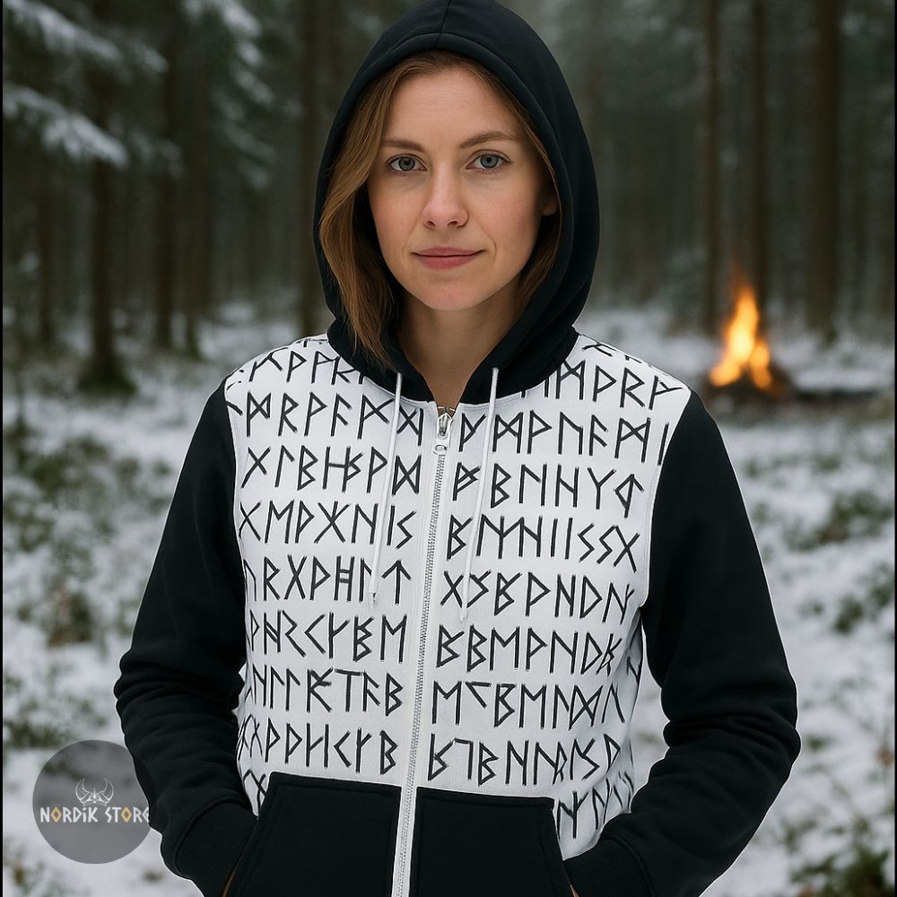 Sweat à capuches zippé Spirit Runes, cadeau femme