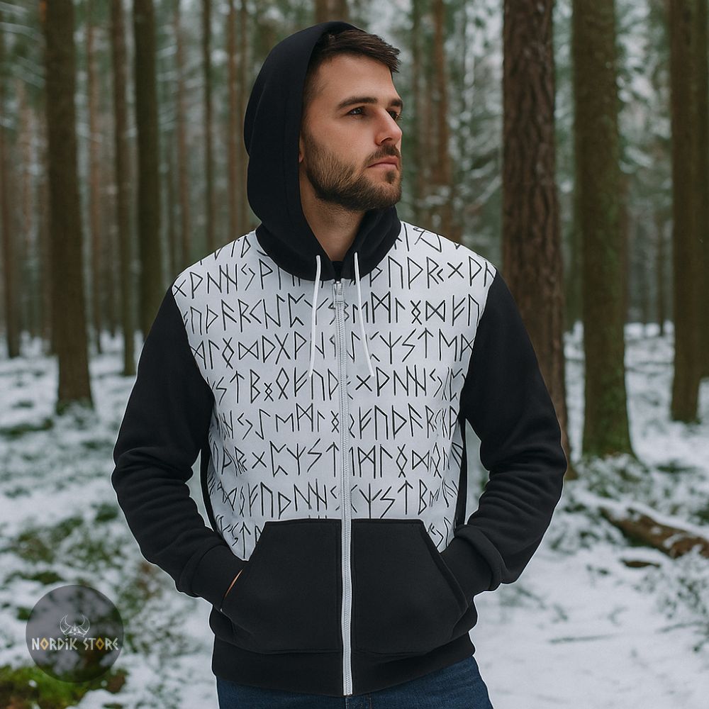 Sweat à capuches zippé Spirit Runes, cadeau homme