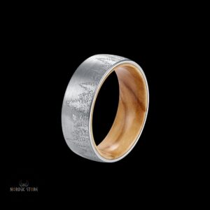 bague viking bois des Fjords en bois, cadeau en bois et tungstène pour homme et femme