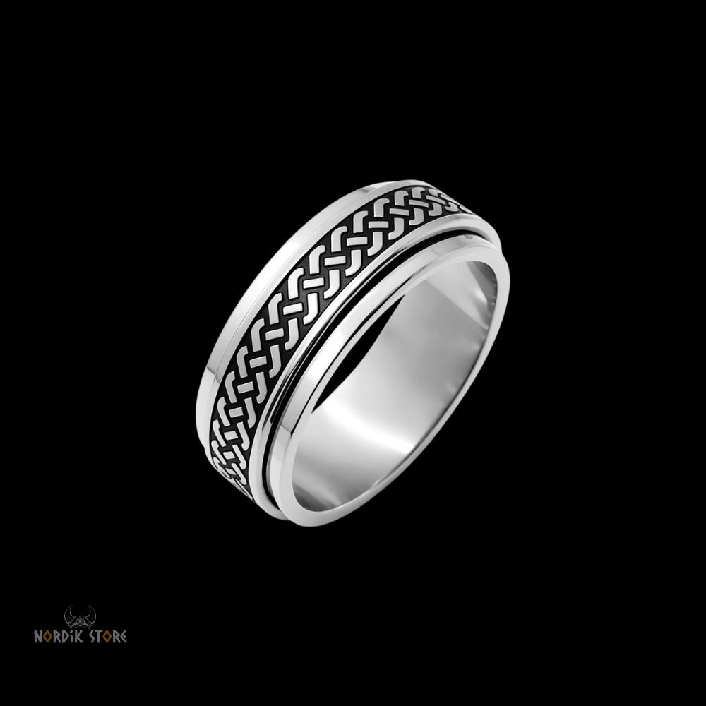 bague viking Entrelacs Sacrés en acier, cadeau homme