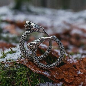 boucles d’oreilles viking crocs de Midgard en acier, cadeau