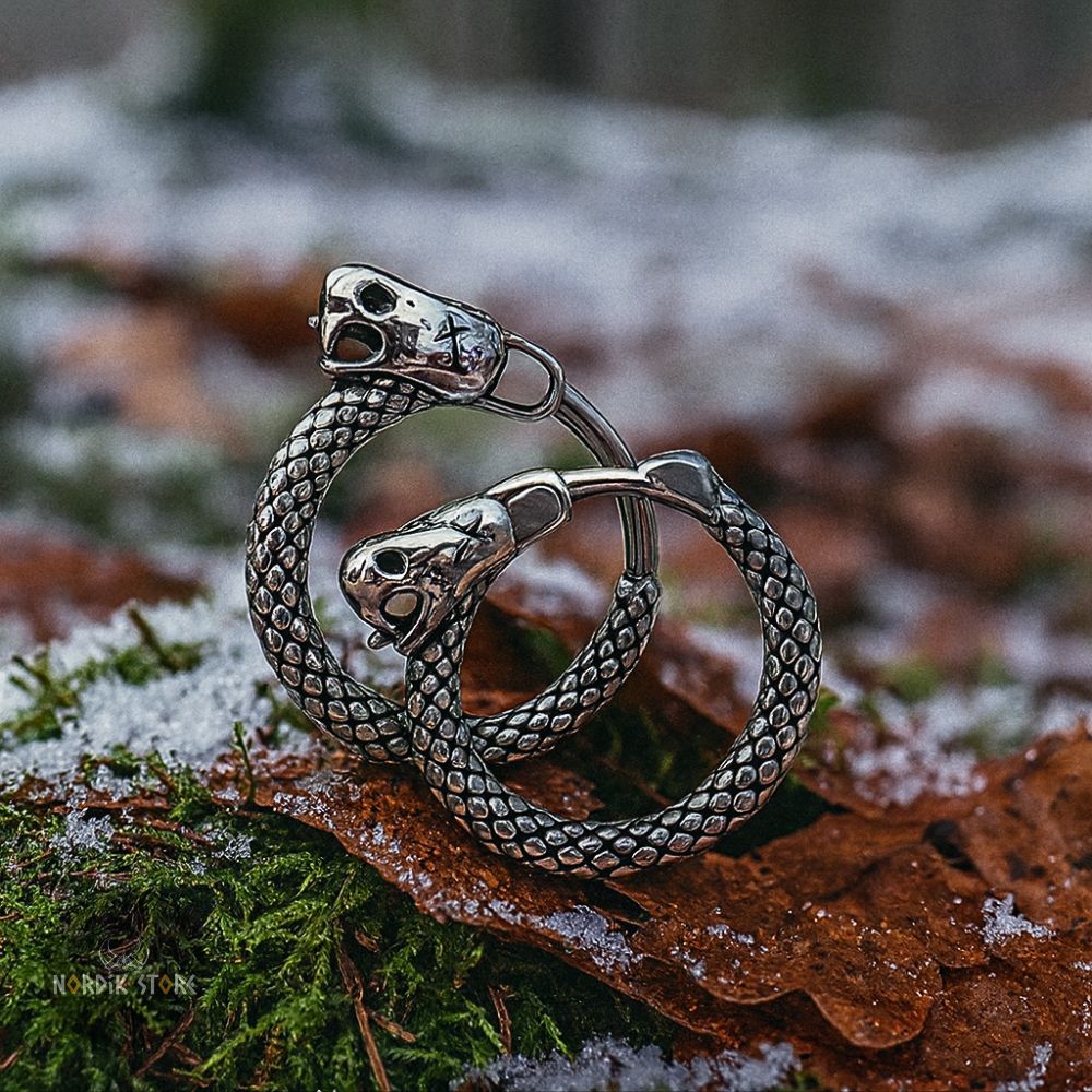 boucles d’oreilles viking crocs de Midgard en acier, cadeau