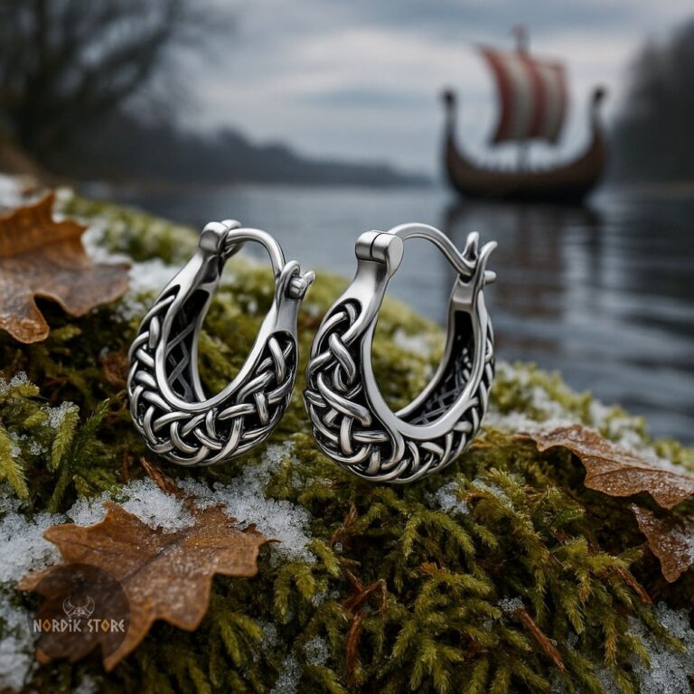boucles d’oreilles vikings nœuds d’éternité en argent, cadeau