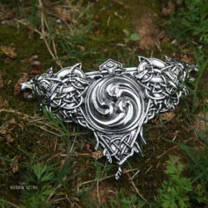 broche et fibule celtique Triskel des deux Loups, cadeau