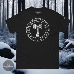 T-shirt viking le Mjolnir de Thor noir, cadeau