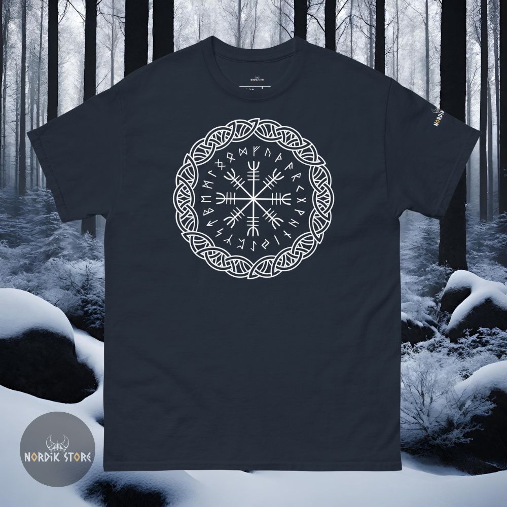 T-shirt viking les runes magiques bleu marine, cadeau