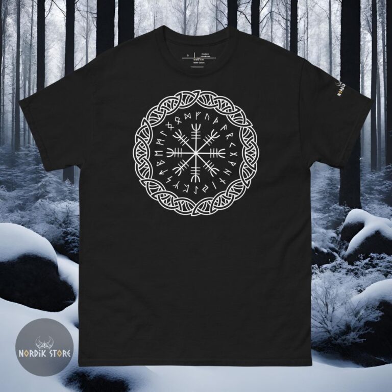 T-shirt viking les runes magiques noir, cadeau