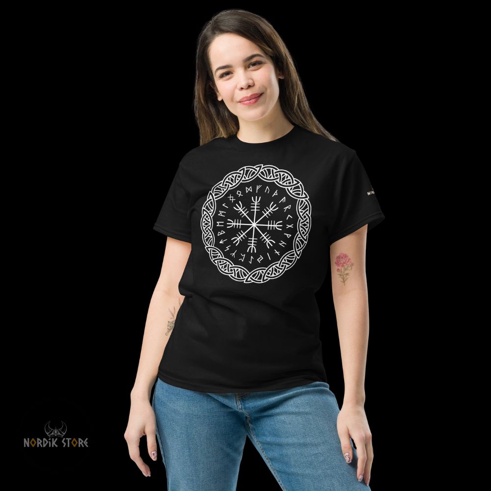 T-shirt viking les runes magiques noir, cadeau femme
