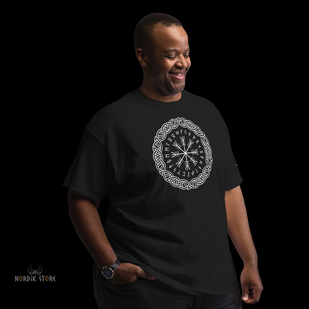 T-shirt viking les runes magiques noir, cadeau grande taille