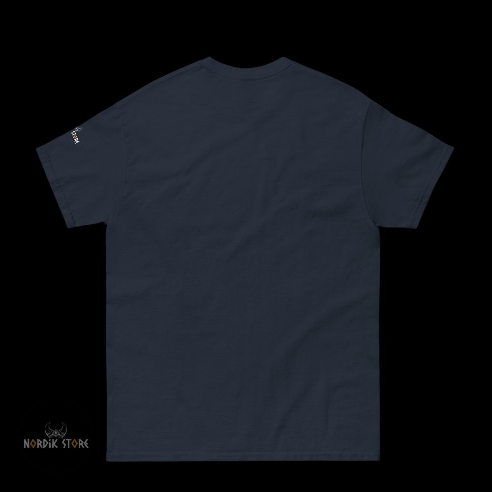 verso du T-shirt viking les runes magiques bleu marine, cadeau