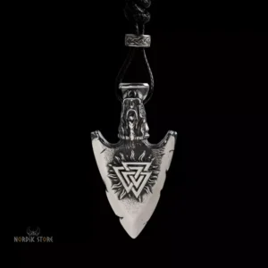 amulette viking pointe du Valknut en acier argent