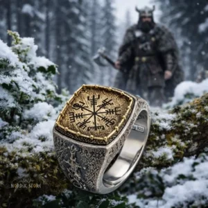 chevalière viking Vegvísir du gardien d’Odin, cadeau
