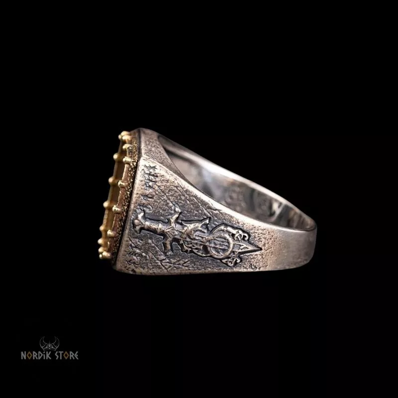 Côté de la chevalière viking Vegvísir du gardien d’Odin, cadeau