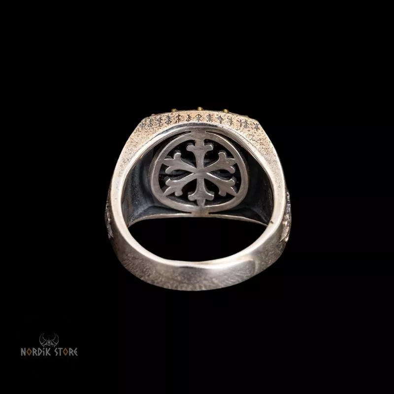 Intérieur de la chevalière viking Vegvísir du gardien d’Odin, cadeau